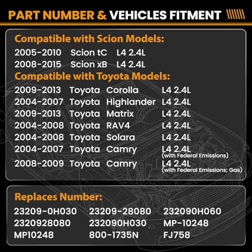 Fuel Injectors 23209-0H030 Compatible with Scion Toyota L4 2.4L 2005-2015 - size: 23209-0H030 4P