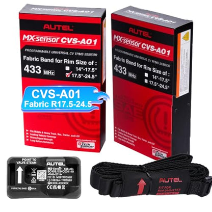Autel CVS-A01 Fabric-Banded R17.5 to 24.5 Work with MaxiTPMS ITS600 CV Programmable CV TPMS Sensor 433MHZ Programmable Universal TPMS Sensor Designed for Commercial Vehicles