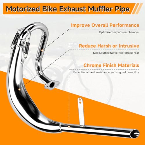 FVRITO Chrome Expansion Chamber Exhaust Pipe for 49cc 50cc 2-Stroke Engines - color: New-Silver