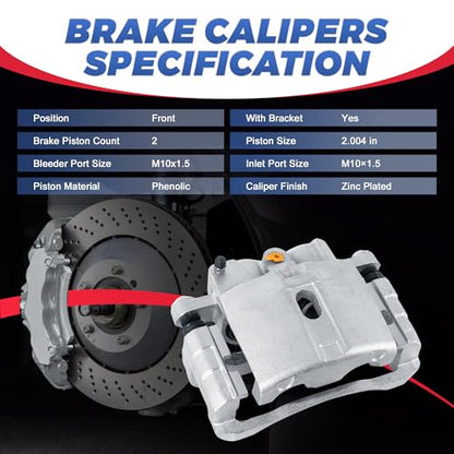 18B4728 18B4729 Front Disc Brake Calipers Compatible with 1999-06 Chevy - size: Front 18B4728+18B4729