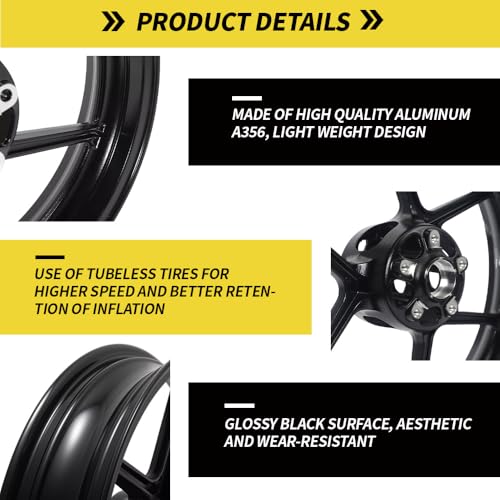 17" x 5.5" Black Rear Wheel Rim fit for Kawasaki Z900 2017-2024 - color: Black, size: Z 900 2017-2024