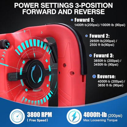XIIW 1 Inch Air Impact Wrench, Up to 4000 ft-lbs High Reverse Torque - size: 1 Inch | 4000 ft-lbs