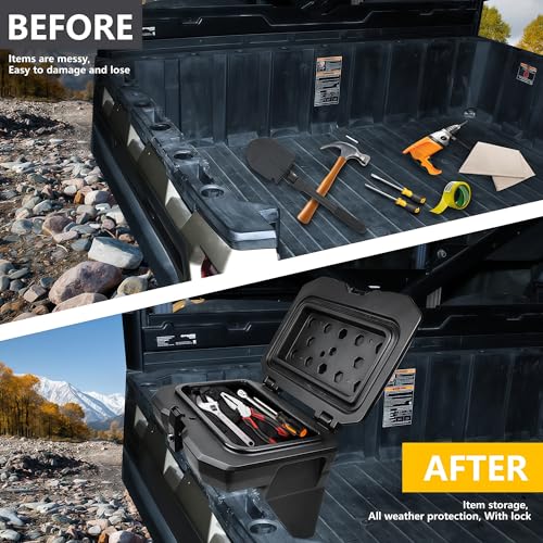 UTV Bed Storage Box for Polaris Ranger General, 21L/5.5GAL with Lock