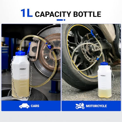 1L Brake Bleeder Bottle One Way Check Valve, Brake Fluid Bottle Blue - color: Blue