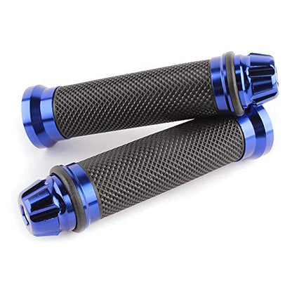 Motorcycle 7/8" CNC Hand Grips Aluminum Rubber Gel Handlebar for Sport Bike(Red) - color: Blue