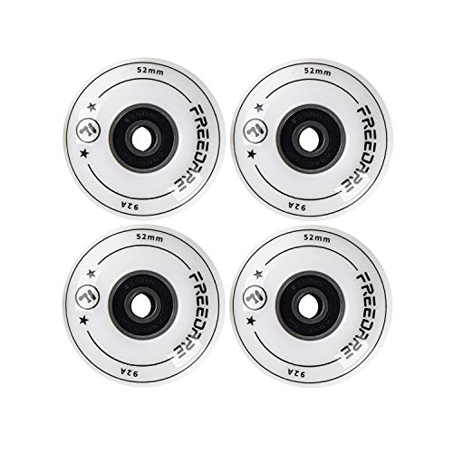 FREEDARE Skateboard Wheels 52mm and Bearings, Spacers Installed 92A for Street Tricks(Pack of 4) - color: white