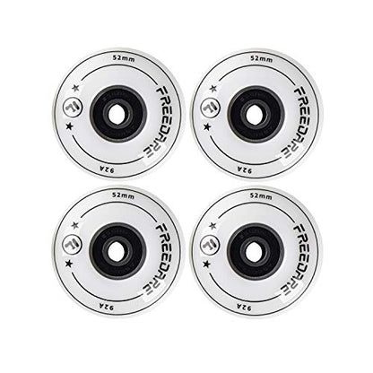 FREEDARE Skateboard Wheels 52mm and Bearings, Spacers Installed 92A for Street Tricks(Pack of 4) - color: white