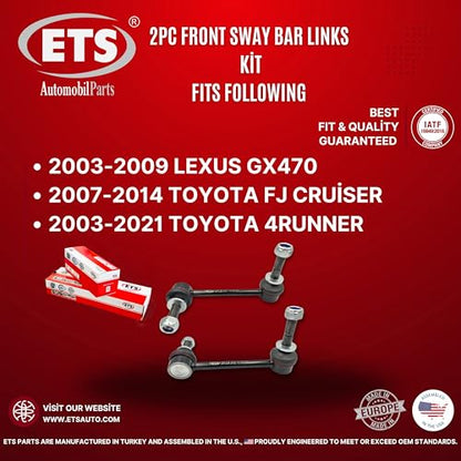 ETS 2Pc Front Left & Right Stabilizer Sway Bar End Link Kit Fits 03-22 Toyota 4Runner / 2007-2014 FJ Cruiser / 2003-2009 Lexus GX470 K90677, K90683 - size: 29.KT.409