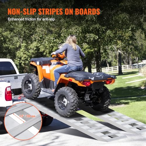 VEVOR Loading Ramps, 2 Pcs 72 x 15 in, Durable Aluminum and Heavy-Duty Trailer Ramp Set with Anti-Slip Plates, 6000 Lbs Combined Capacity, for Carts, Farm Tractors, ATVs, Lawn Mowers, Motorcycles - size: 6000 lbs
