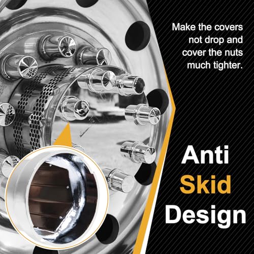 40PCS 33mm Lug Nut Covers Bullet Flanged ABS Chrome Plastic Push-on Nut Cover Caps for Semi Trucks - color: 40 PCS