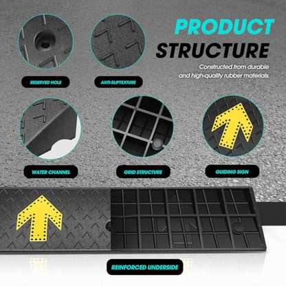 DNA Motoring 2pcs 4.5" Rise Rubber Arrow Curb Ramp Heavy Duty Loading Threshold Ramp 37.4" W x 11.8" D x 4.5" H for Loading Dock, Warehouse, Motorcycles, Cars, TOOLS-00650 - style: 4.5 in 2pcs w/Arrow
