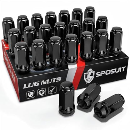 Sposuit 24 Pcs M14x1.5 Black Lug Nuts, 19mm Hex - Replacement for GMC - color: Black, style: 24 Pack HexDrive