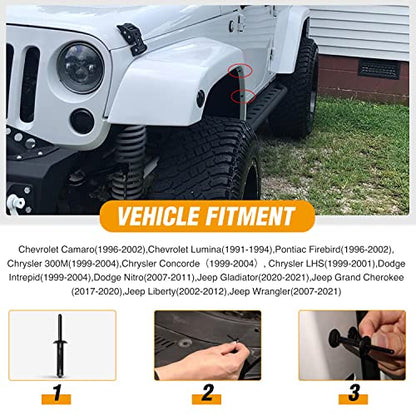 GOOACC 50Pcs 1/4" Hole Nylon Blind Rivets Fender Flare Bumper Door - color: 50Pcs 1/4" Hole Retainer