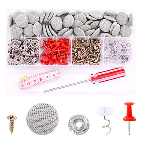 Swpeet 272-Piece Gray Car Roof Headliner Repair Kit with Rivets, Things and Installation Tool, Bed Skirt Pins and Retainer Design for Car Roof Flannel Fixed - color: Grey