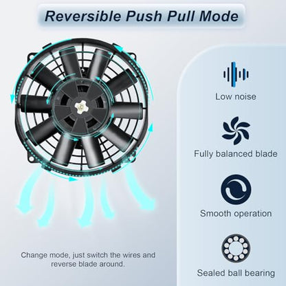 MuHize 7 Inch Twin Radiator Fan Kit 800 CFM Push/Pull Slim Cooling Fans 2PC - size: 2Pcs-7 inch
