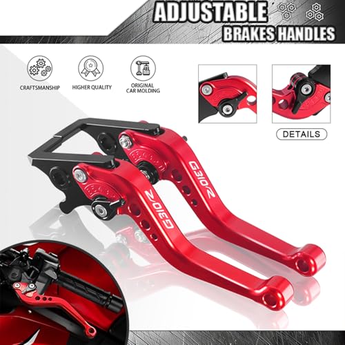 MFGZD for G310R CNC Motorcycle Adjustable Brake Clutch Levers Short Compatible with BMW G310R 2017-2024 Adjustable Handlebars Brake and Clutch Levers Set (Red) - size: G310R Red