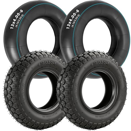 4.10/3.50-6 Tire and Inner Tube,Heavy Duty,Replacement for 4.10-6 13x4.00-6 Tire,Fit for Lawn Mower Hand Truck Wheelbarrow ATV Quad, 2 Pack - color: 4.10/3.50-6 tire＆tube 2pc