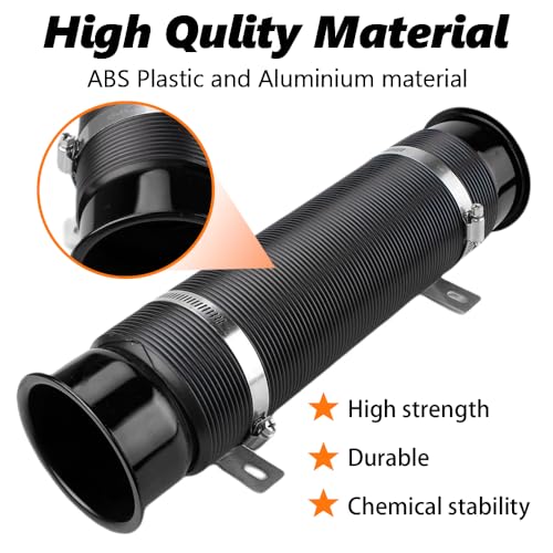 BARTOO 3" Turbine Intake Pipe Adjustable Cold Air Intake Pipe Tube Black - color: Black