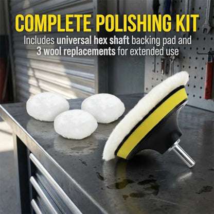 6Pcs 6 Inch Wool Polishing Buffing Pad Polishing Buffing Wheel with M14 Drill Adapter, Car Buffer Drill Attachment, Drill Buffer Polisher Attachmen for Car, Glass, Tile, Tire Polishing & Waxing - size: 6 Pcs 6 Inch