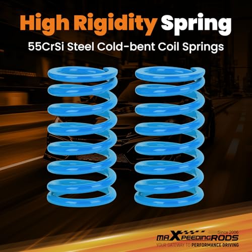 maXpeedingrods Coilover for Ford Mustang S550 2015-2023, 24 Levels Damper Adjustable Coilovers Suspension Kit Strut, Height Adjustable Shock Absorber, T6 Upgraded Lowering Kits Blue