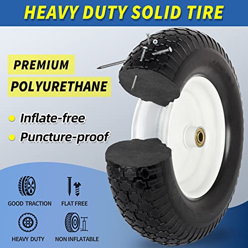GICOOL 16'' 4.80/4.00-8 Flat Free Tire and Wheel, for Wheelbarrow, 1 PK - size: 1 Pack-3" Hub