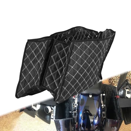 4" Stretched Saddlebag Liners Fit for Harley Touring 2014-2024 - color: White Stitching, style: For 4 Inch Stretched Hard Saddlebags