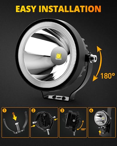 NAOEVO 4 Inch Round LED Pod Lights, 60W 6,000LM LED Fog Lights, White