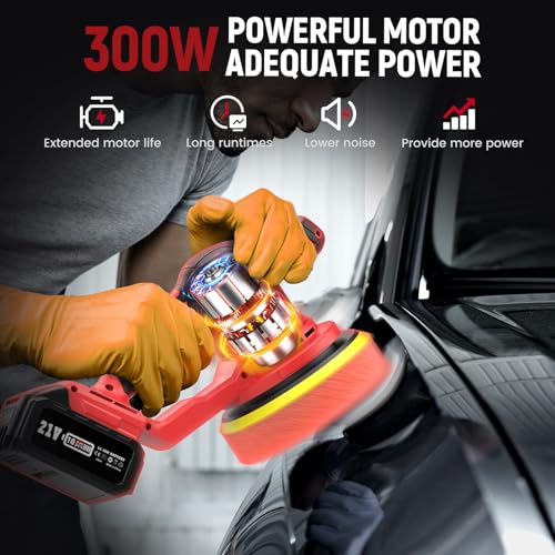Updated 6 Inch Cordless Car Buffer Polisher with 2x4.0Ah Batteries - size: 6.03 Inch
