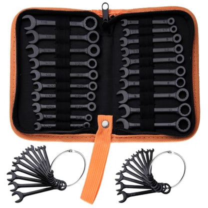Mini Wrench Set Metric and SAE 20 PCS, 4-11mm & 5/32"-7/16", Black - style: Metric & SAE(Black)