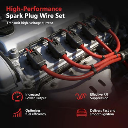 HYR 7mm Silicone Spark Plug Wire Set fit for John Deere 825i, 825i S4, Set of 3, Replaces MIA11722 MIA11723 MIA11724, High Performance Ignition Wires