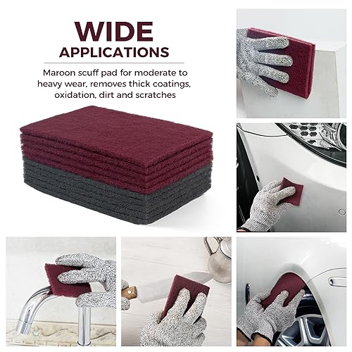 S SATC 6" x 9" 10 Pack General Purpose Scuff Pads,5 Each of Maroon and Gray Automotive Paint Primer Prep Adhesion Scratch Scuff Pads for Woodworking,Automotive Restoration - color: Maroon,Gray