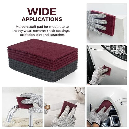 S SATC 6" x 9" 10 Pack General Purpose Scuff Pads,5 Each of Maroon and Gray Automotive Paint Primer Prep Adhesion Scratch Scuff Pads for Woodworking,Automotive Restoration - color: Maroon,Gray