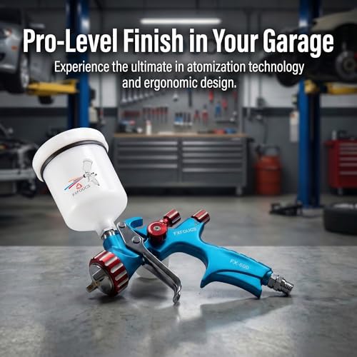 HVLP Air Spray Gun Kit 1.4mm, Professional Automotive Paint Sprayer - color: Blue-red, size: 1.4mm
