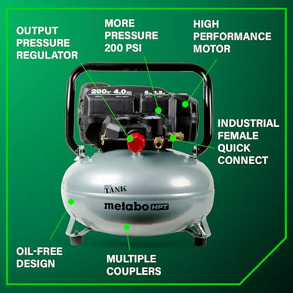 Metabo HPT Portable Pancake Air Compressor, 6 Gallon 200 PSI, EC914S - style: 6-Gallon Pancake, 200 PSI
