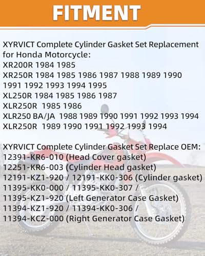 XR250R Gasket Kit for Honda XR200R XL250R XLR250R XLR250 XLR250R