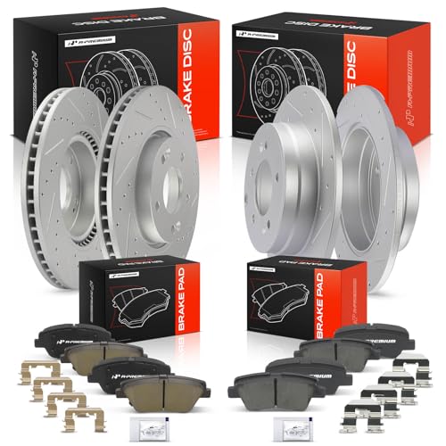 A-Premium Front and Rear Drilled Slotted Brake Rotors and Ceramic Pads Kit - style: F&R Drilled and Slotted