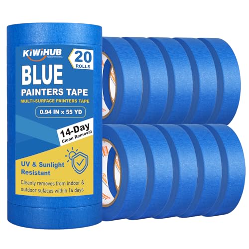 Blue Painters Tape - 20 Rolls Masking Tape 1 inch Wide - size: 20 Rolls 0.94"