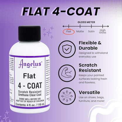 Angelus Flat 4-Coat Scratch-Resistant Leather Sealer – Durable, Flexible, Clear Coat Protection for Leather Shoes, Bags, Jackets & More - Flat Finish - 4 fl oz - size: 4 fl oz (Pack of 1), style: Flat