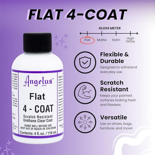 Angelus Flat 4-Coat Scratch-Resistant Leather Sealer – Durable, Flexible, Clear Coat Protection for Leather Shoes, Bags, Jackets & More - Flat Finish - 4 fl oz - size: 4 fl oz (Pack of 1), style: Flat