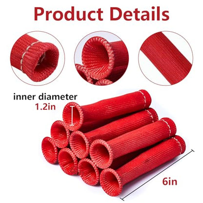 8 PCS 3500° Spark Plug Wire Boots Protectors for LS SBC BBC 350 454 6 Inch, Red - color: Red
