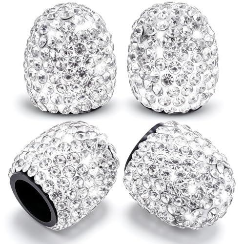 4PCS Bling Crystal Diamond Tire Stem Valve Caps, Dustproof Car Wheel Tire Valve Caps Universal Tire Valve Stem Covers for Cars, SUV, Trucks, Bikes, Motorcycles, Bicycles (White) - color: White, size: 4 pcs