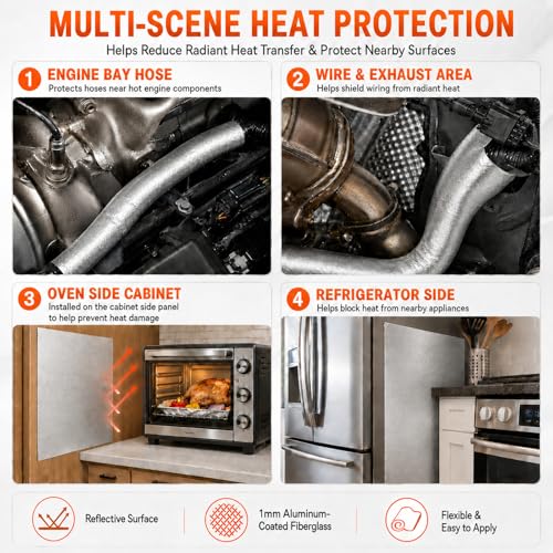 FLASLD Thermal Block - Automotive Heat Shield - Reflective Aluminum, Insulation & Adhesive 40'' X 60'' - size: 40 x 60 Inch
