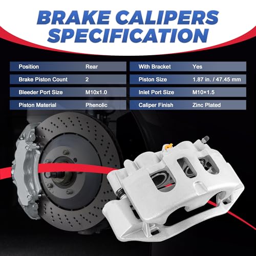 18B5306 18B5307 Rear Disc Brake Calipers Compatible with 2011-19 Silverado - size: Rear 18B5306+18B5307