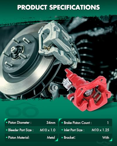 SCITOO 19-B2069 Rear Left Disc Brake Caliper With Bracket Red - size: Rear Driver[19-B2069]Red