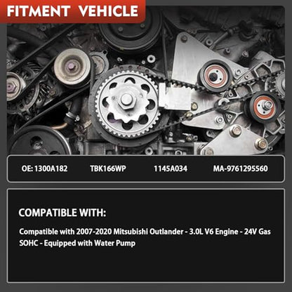 Engine Timing Belt Kit with Water Pump Compatible with Mitsubishi Outlander - size: ZSD-004