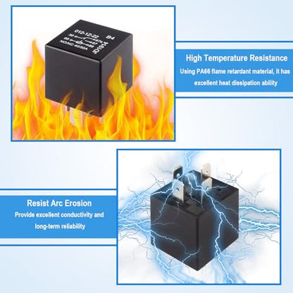 4 PCS Relays, 5 Pin Relay, 40A Waterproof Car Relays, 12V Relay Switch