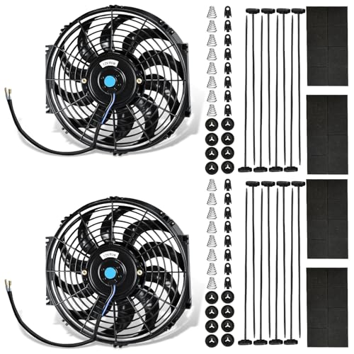 MuHize 12 Inch Radiator Cooling Fan Kit 12V 80W 1000 CFM Reversible 2 Pack - size: 2Pcs-12 inch