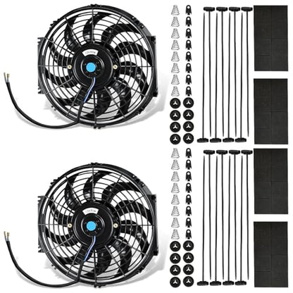 MuHize 12 Inch Radiator Cooling Fan Kit 12V 80W 1000 CFM Reversible 2 Pack - size: 2Pcs-12 inch