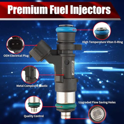 Set of 6 Fuel Injectors 0280158007 842-12298 62640 166007S000 Replacement - size: 0280158007