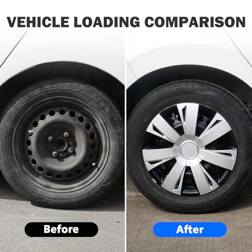 4-Pack 15 Inch Wheel Rim Cover Hubcaps, 15" Replacement - color: 5077-Silver & Black-15
